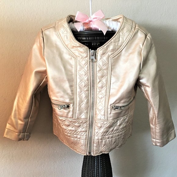 GENUINE KIDS OSHKOSH Gettalic Gold Moto Jacket 2T - Picture 2 of 11